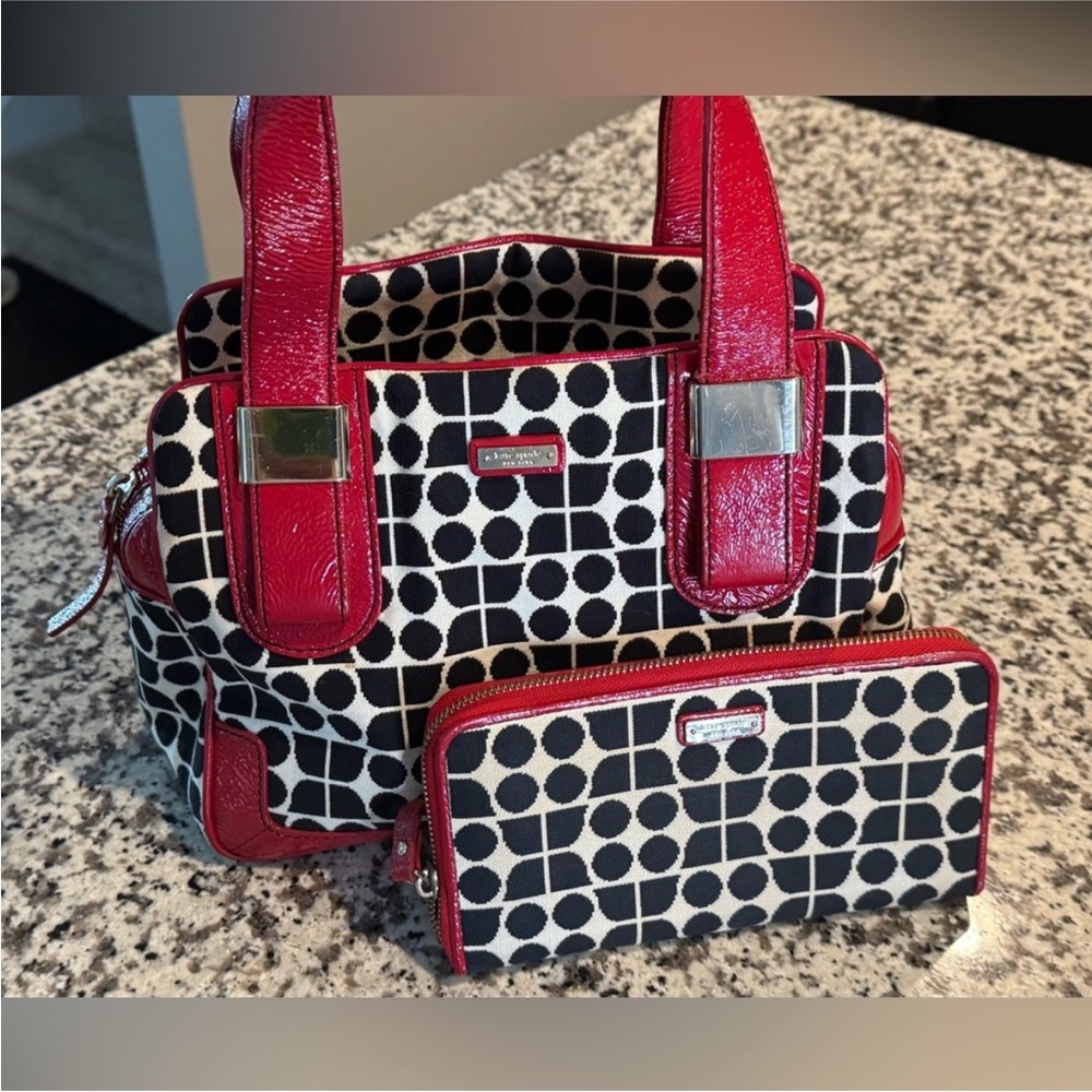 Kate Spade Black and Red Geometric Shoulder Bag Set
